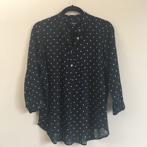 Madewell Button Popover Black and White Polka Dot XS